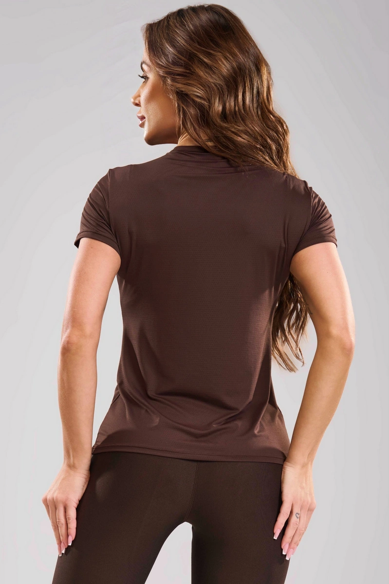 Lets Gym - Short-sleeved shirt, basic coffee color. - 3365CF
