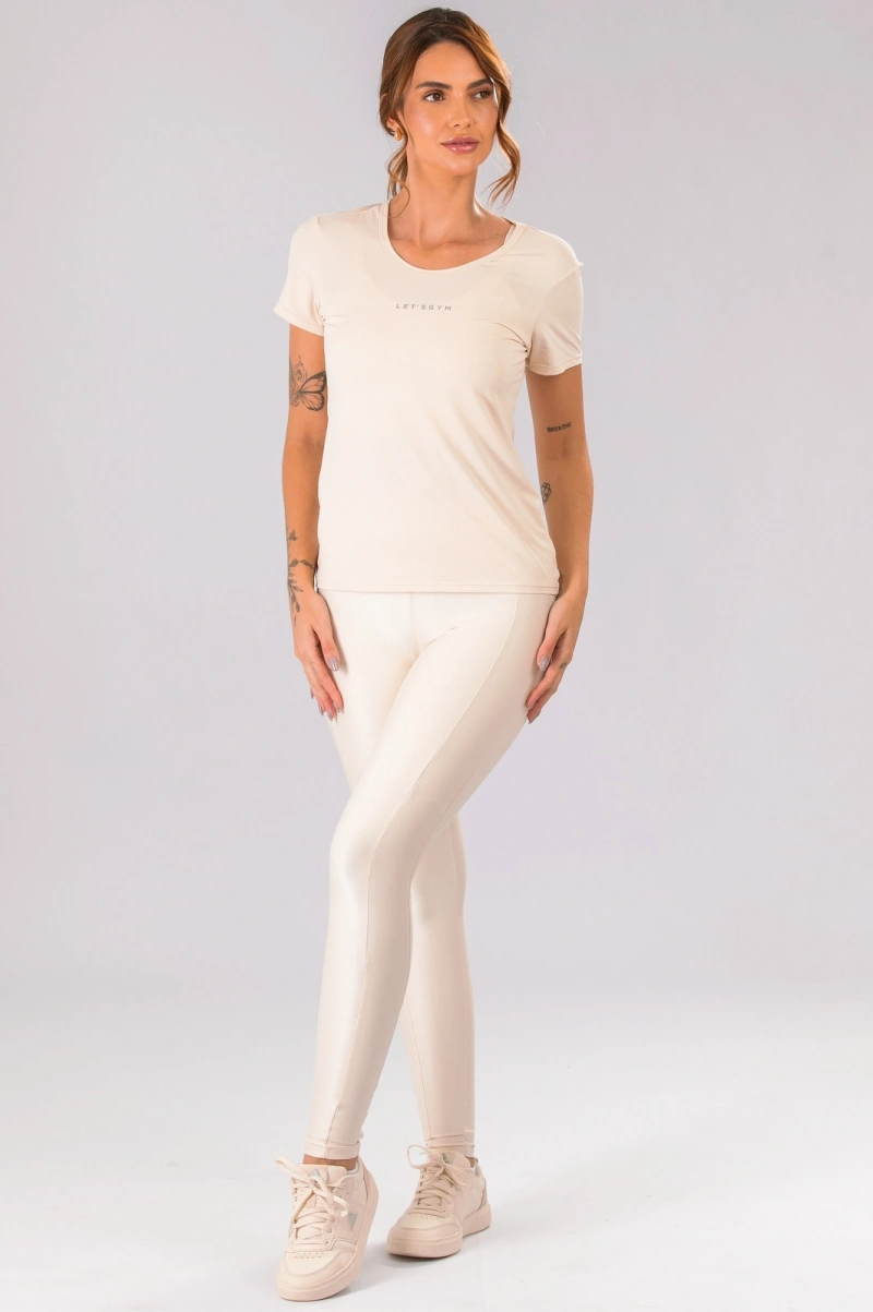 Lets Gym - Short-sleeved shirt, basic, off-white. - 3365OFW