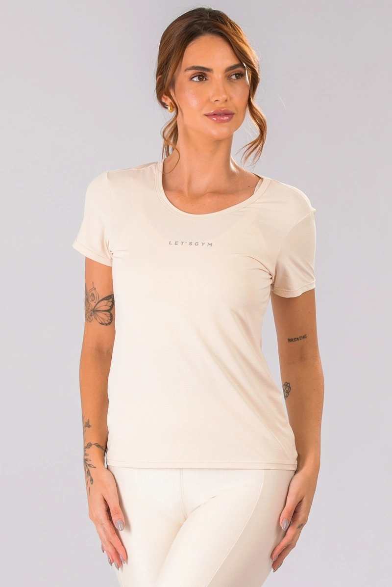 Lets Gym - Short-sleeved shirt, basic, off-white. - 3365OFW