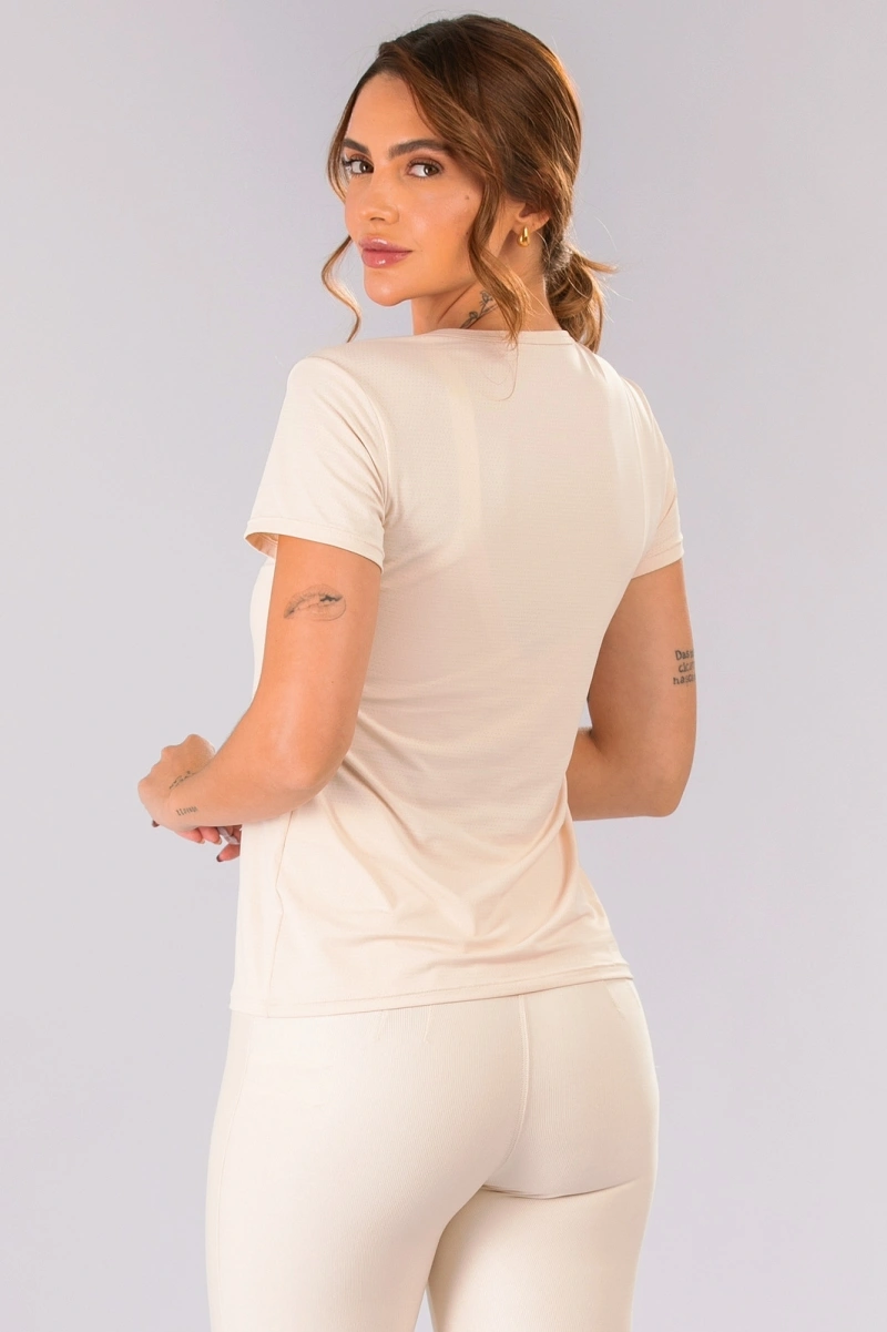 Lets Gym - Short-sleeved shirt, basic, off-white. - 3365OFW