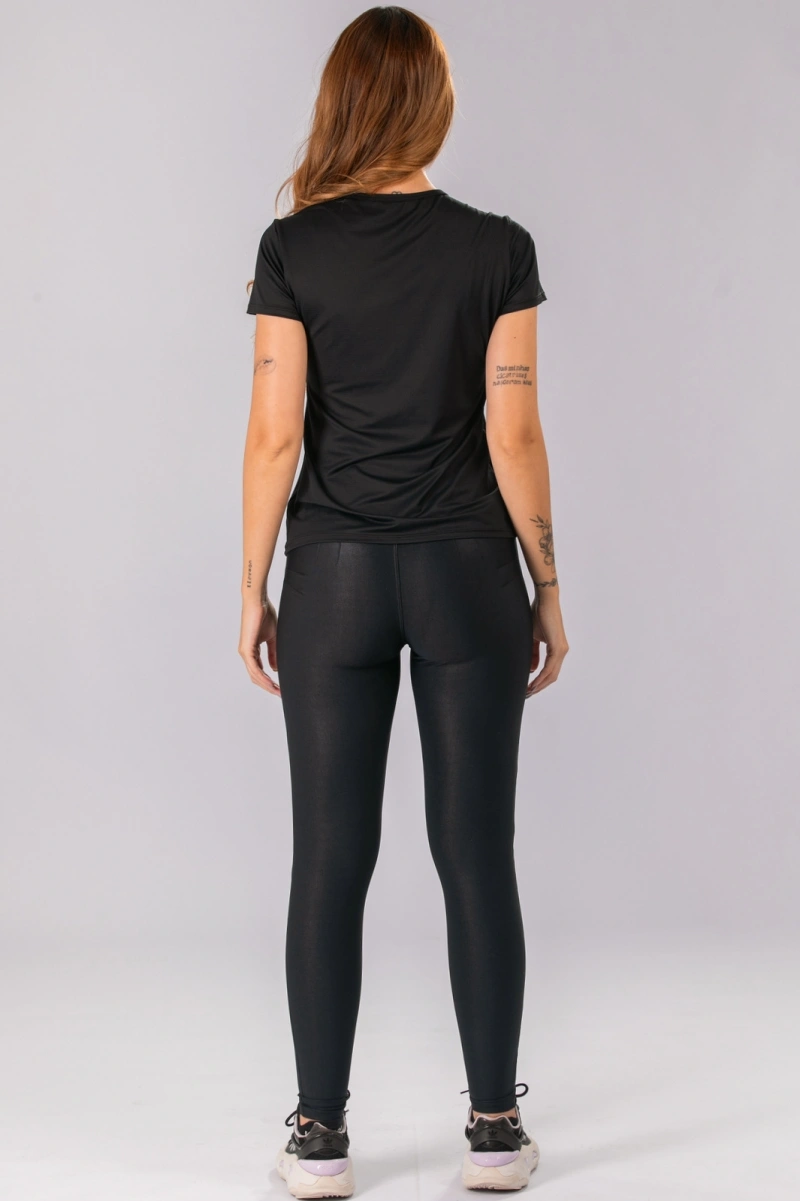Lets Gym - Basic Black Short-Sleeved Shirt - 3365PT