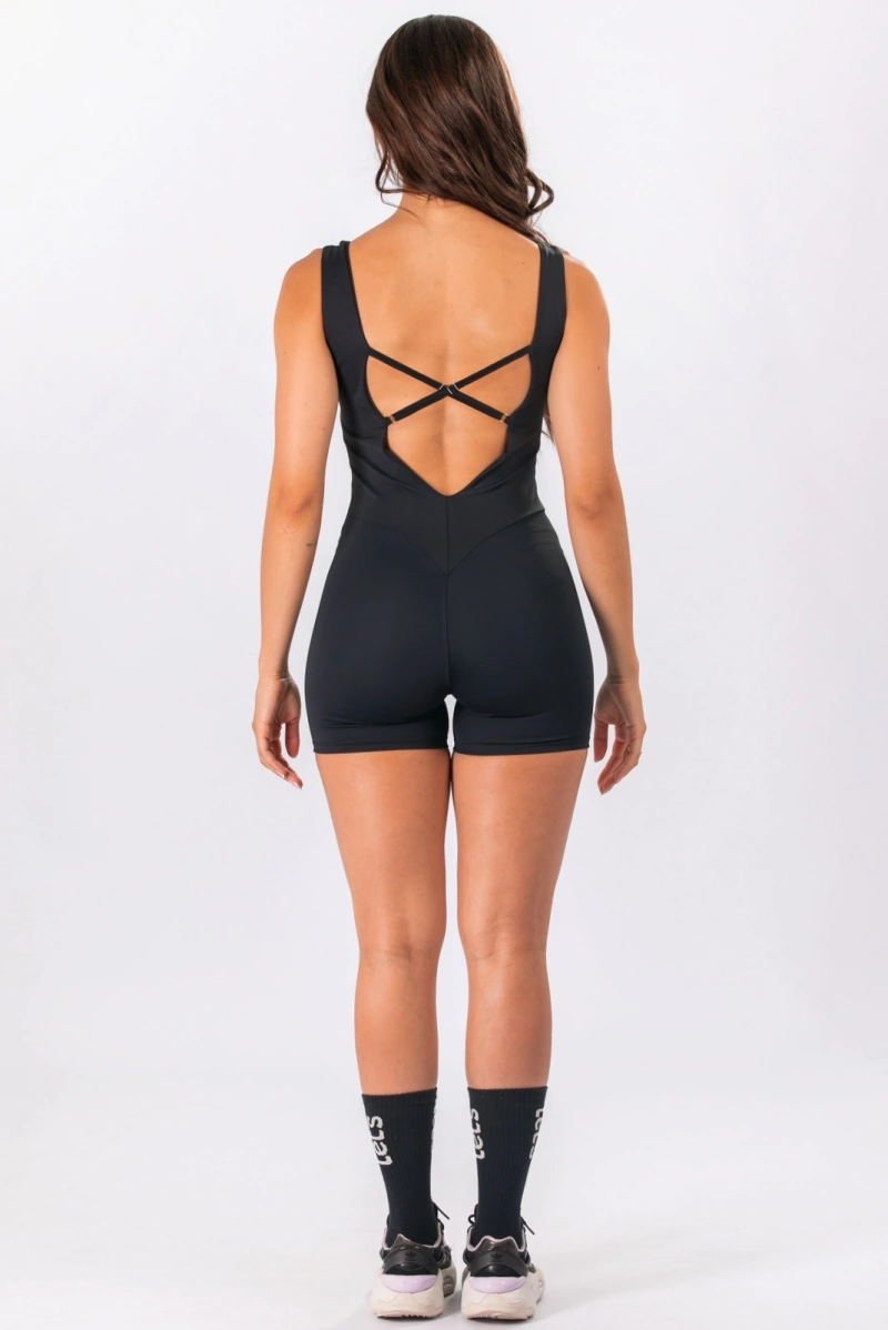 Lets Gym - Black Romper Court - 3373PT