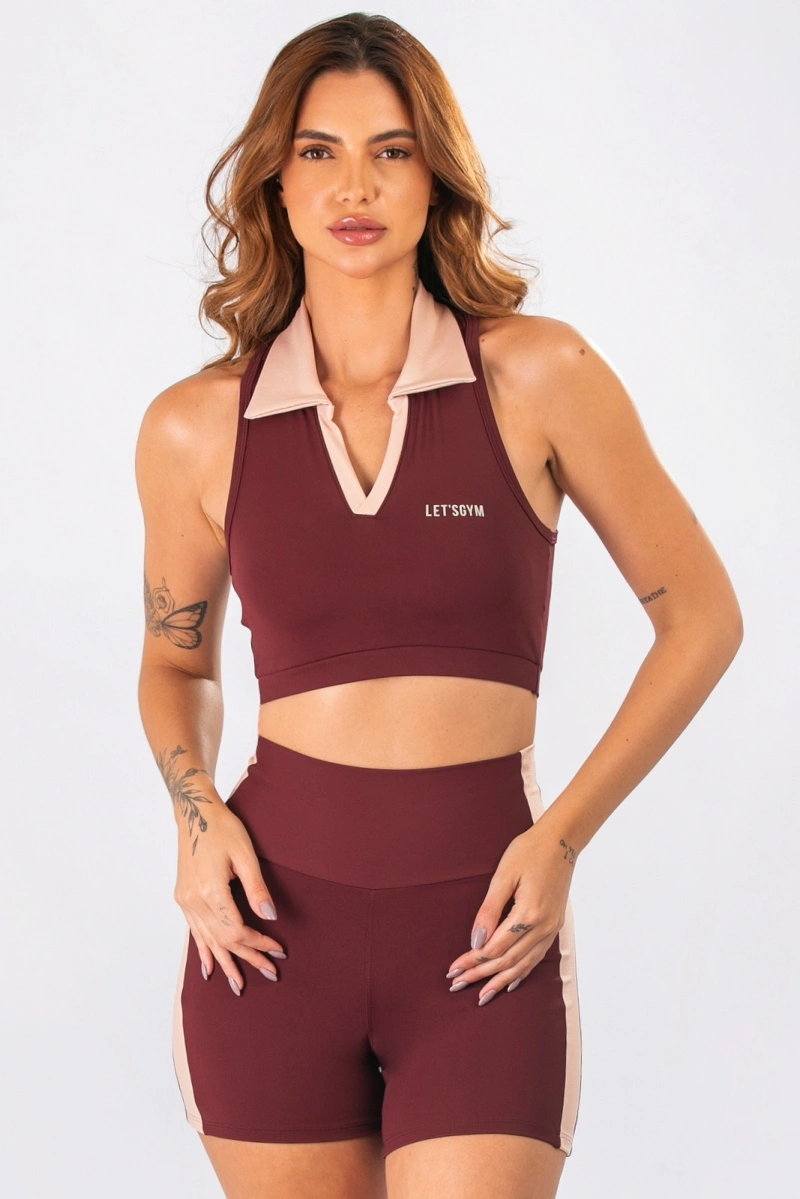 Lets Gym - Cropped Court Burgundy - 3374BG