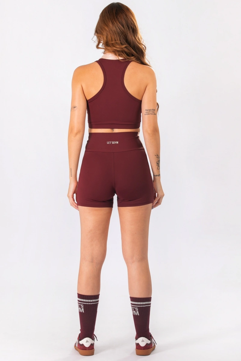 Lets Gym - Cropped Court Burgundy - 3374BG