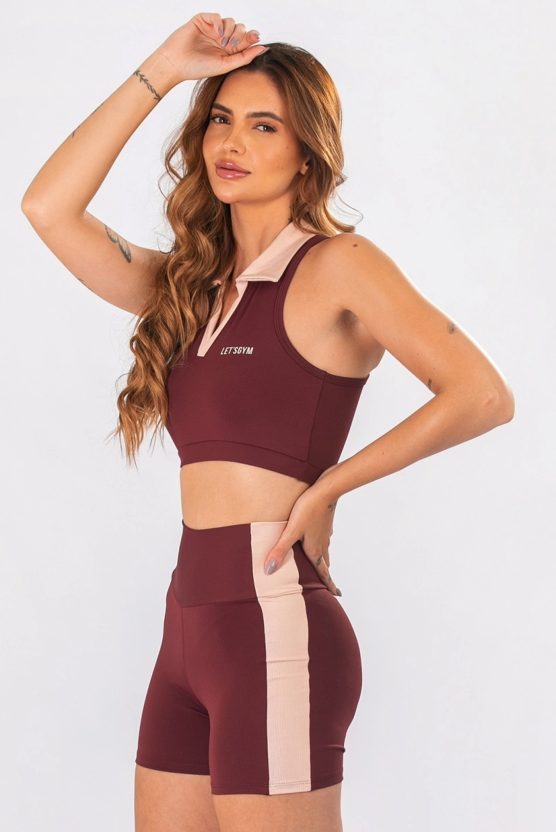 Lets Gym - Cropped Court Burgundy - 3374BG