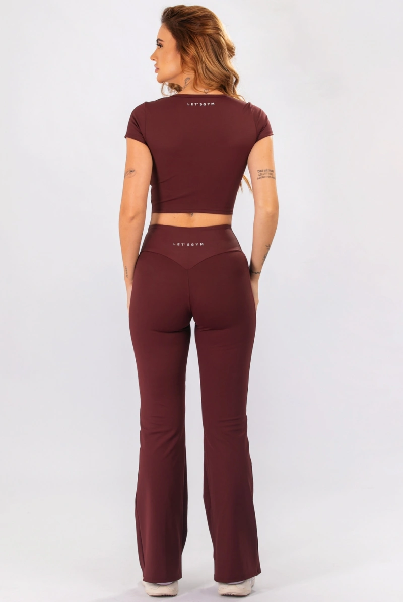 Lets Gym - Pants Flare Intense Burgundy - 3381BG