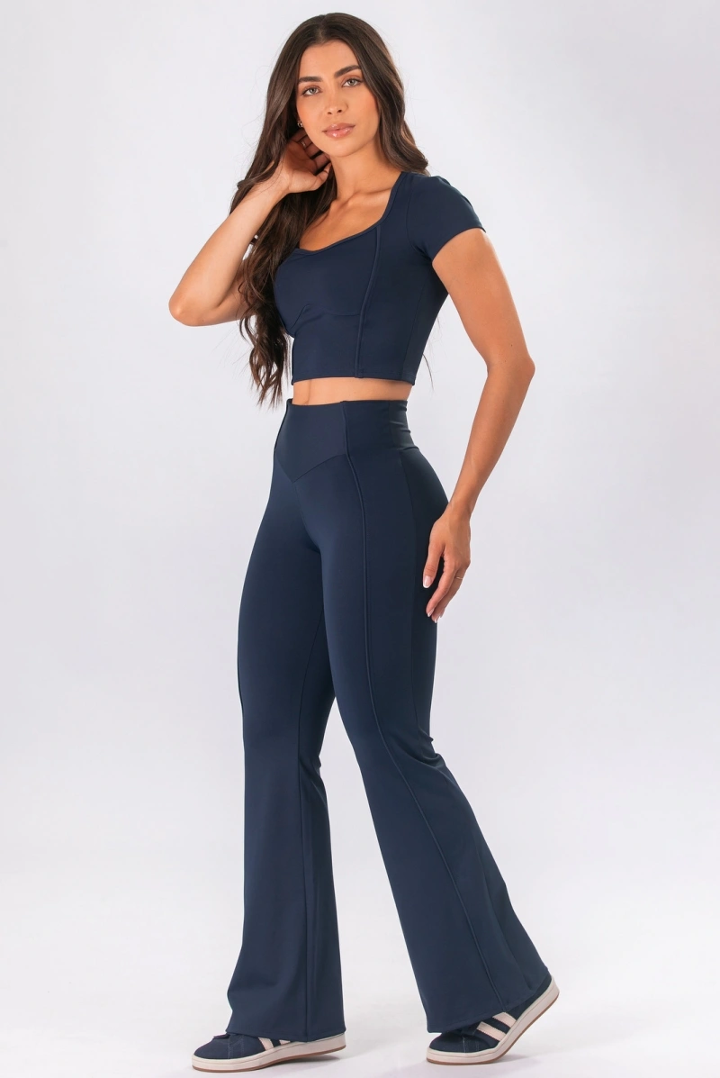 Lets Gym - Calça Flare Intense Navy Blue - 3381NB