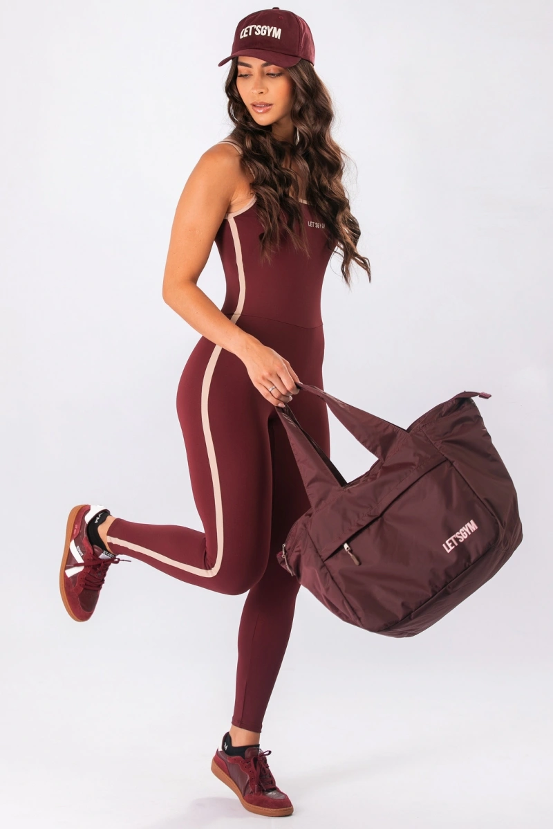 Lets Gym - Jumpsuit Clean Line Burgundy - 3383BG