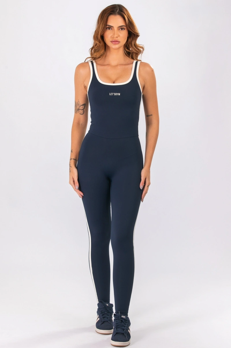 Lets Gym - Macacao Clean Line Navy Blue - 3383NB