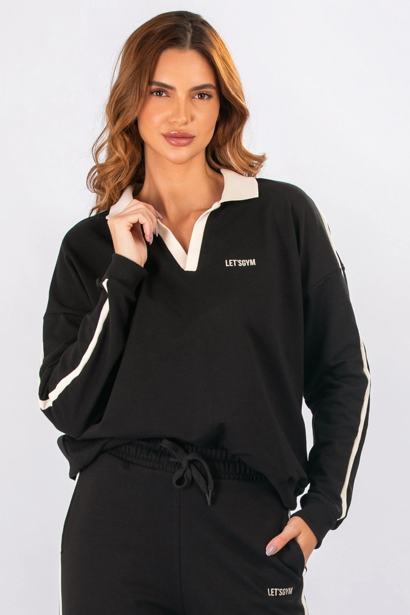 Lets Gym - Moletom Court Preto - 3390PT