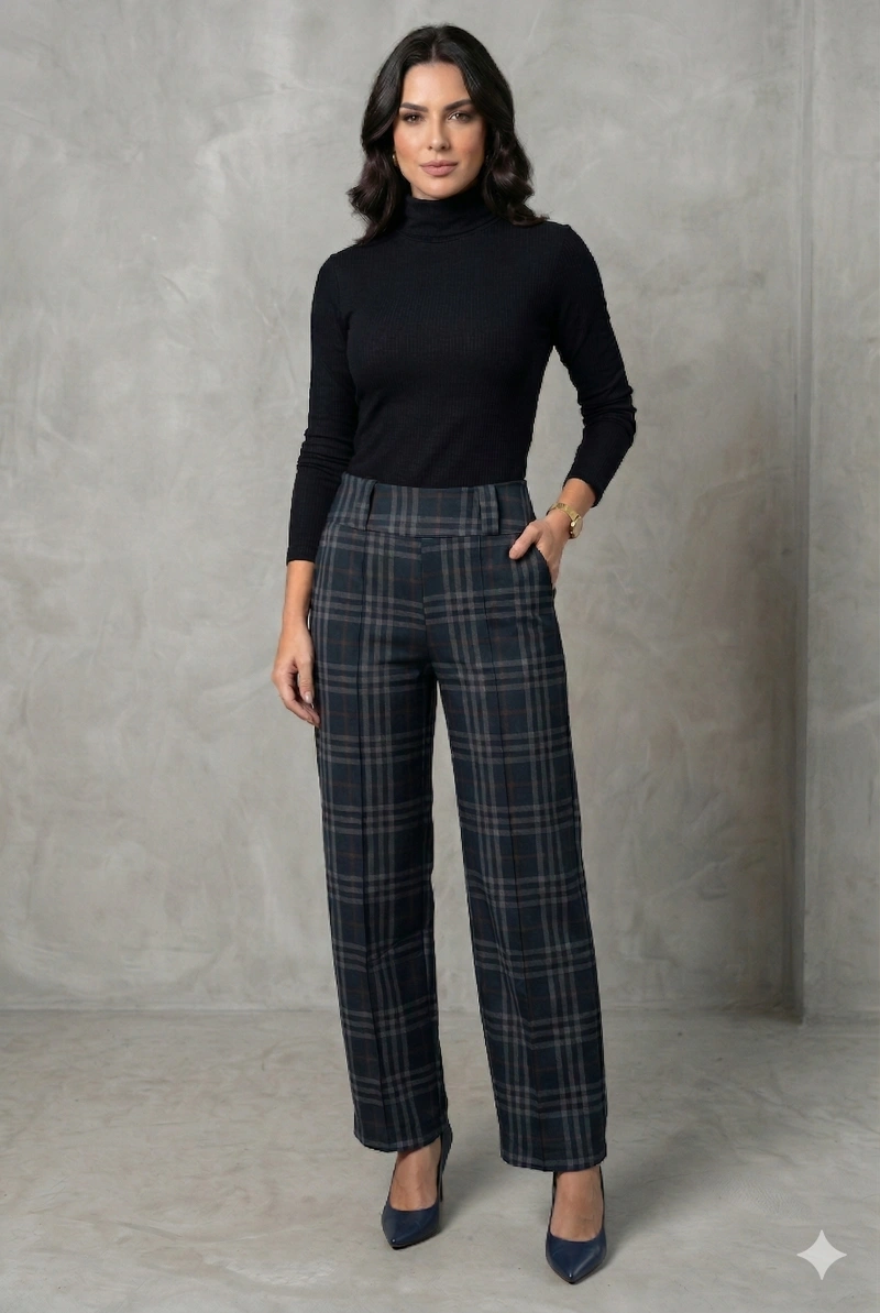 Hidrogênio - BARREL LUCIA CHECKERED PANTS - 20749328