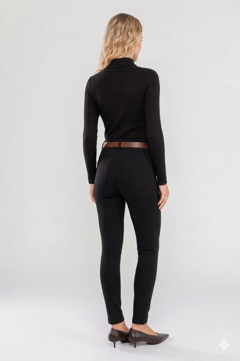 Hidrogênio - Long sleeve blouse with high neck, textured knit, black. - 20754001