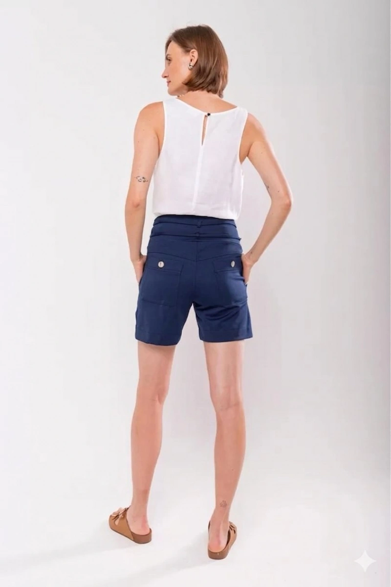 Hidrogênio - BERMUDA ALFAIATARIA COM DUAS FAIXAS MARINHO - 19847004