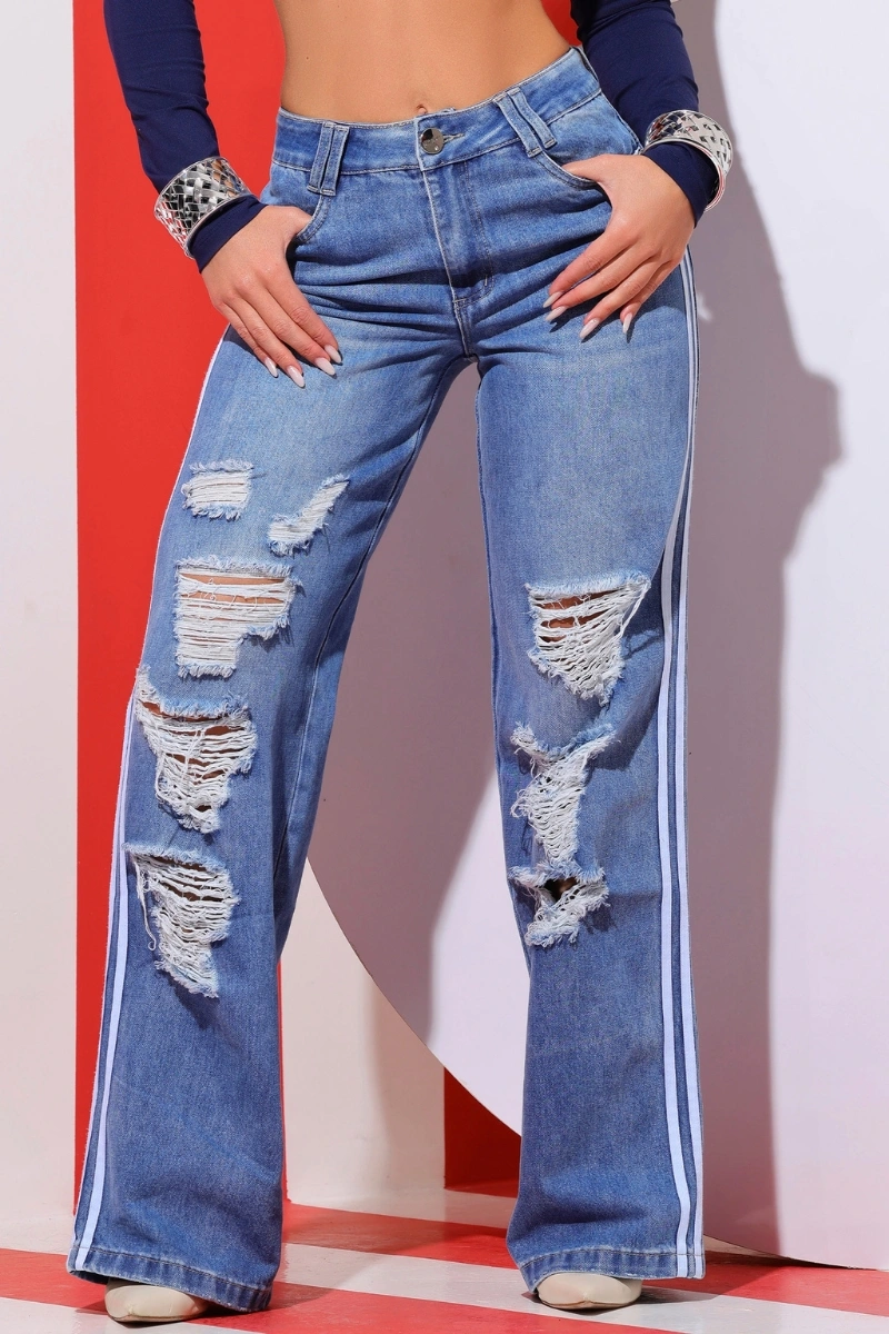 PITBULL - Comfortable and Stylish Wide Leg Destroyed Jeans by Pit Bull Jeans - 89762