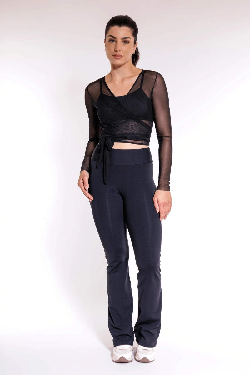 Trilha Verão - Versátil Tule Long Sleeve Crop Top - R0500