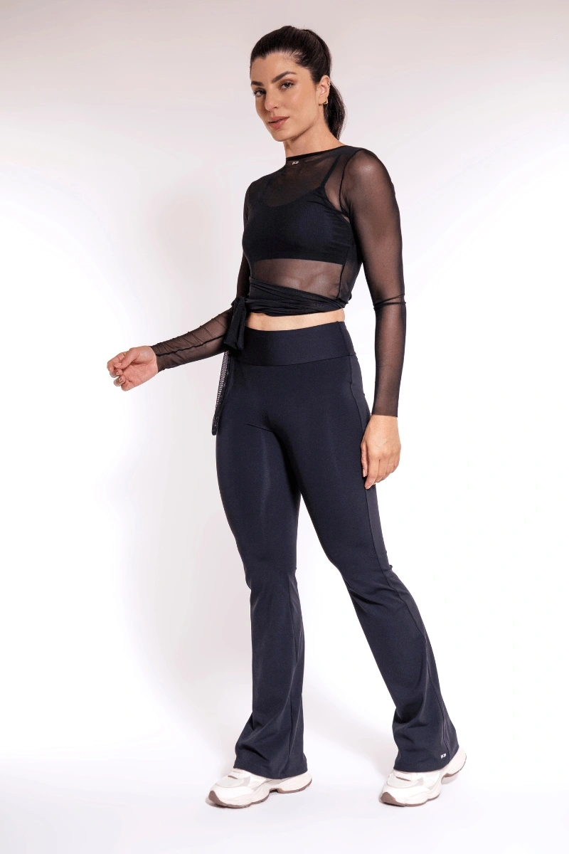 Trilha Verão - Versátil Tule Long Sleeve Crop Top - R0500