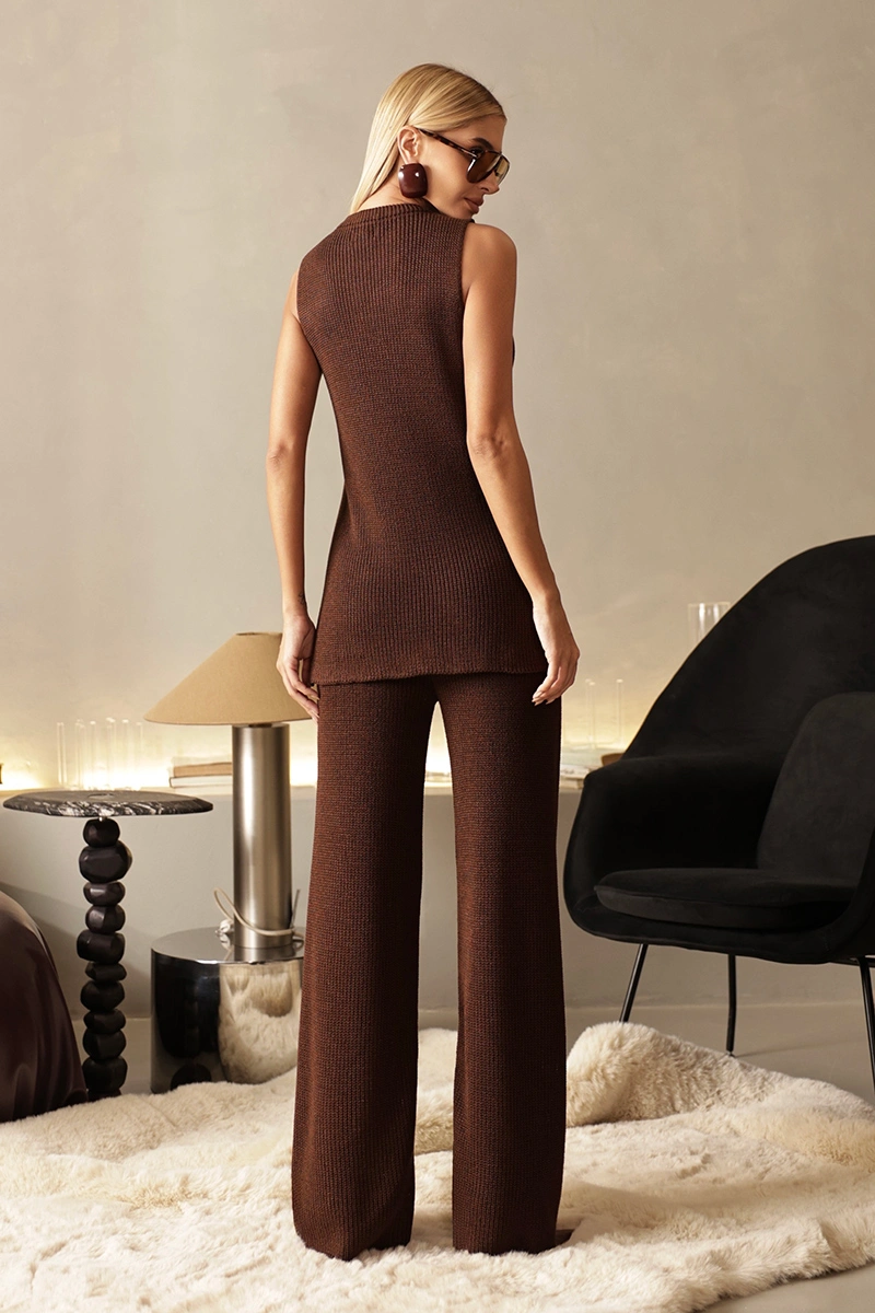 Dot Clothing - Set Dot Clothing Isabel Knit Shirt and Pants Brown - T199MARROM