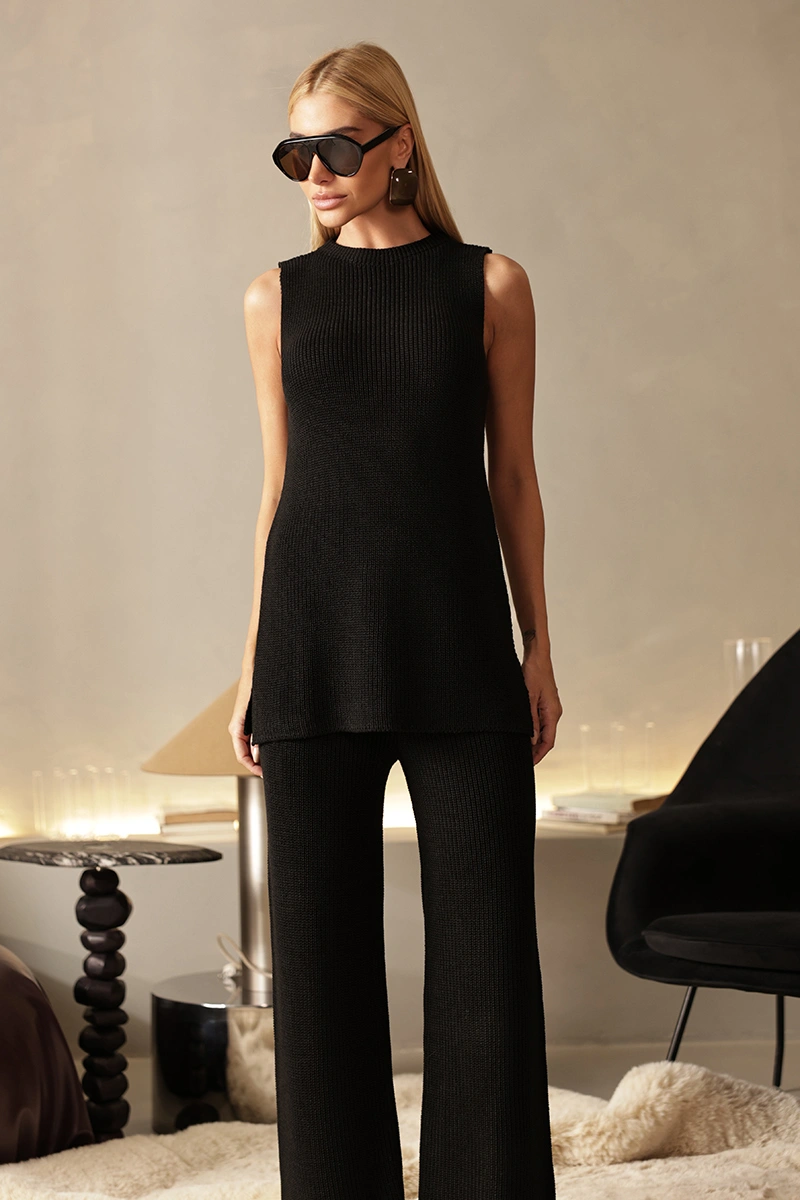 Dot Clothing - Set Dot Clothing Isabel Knit Shirt and Pants Black - T199PRETO