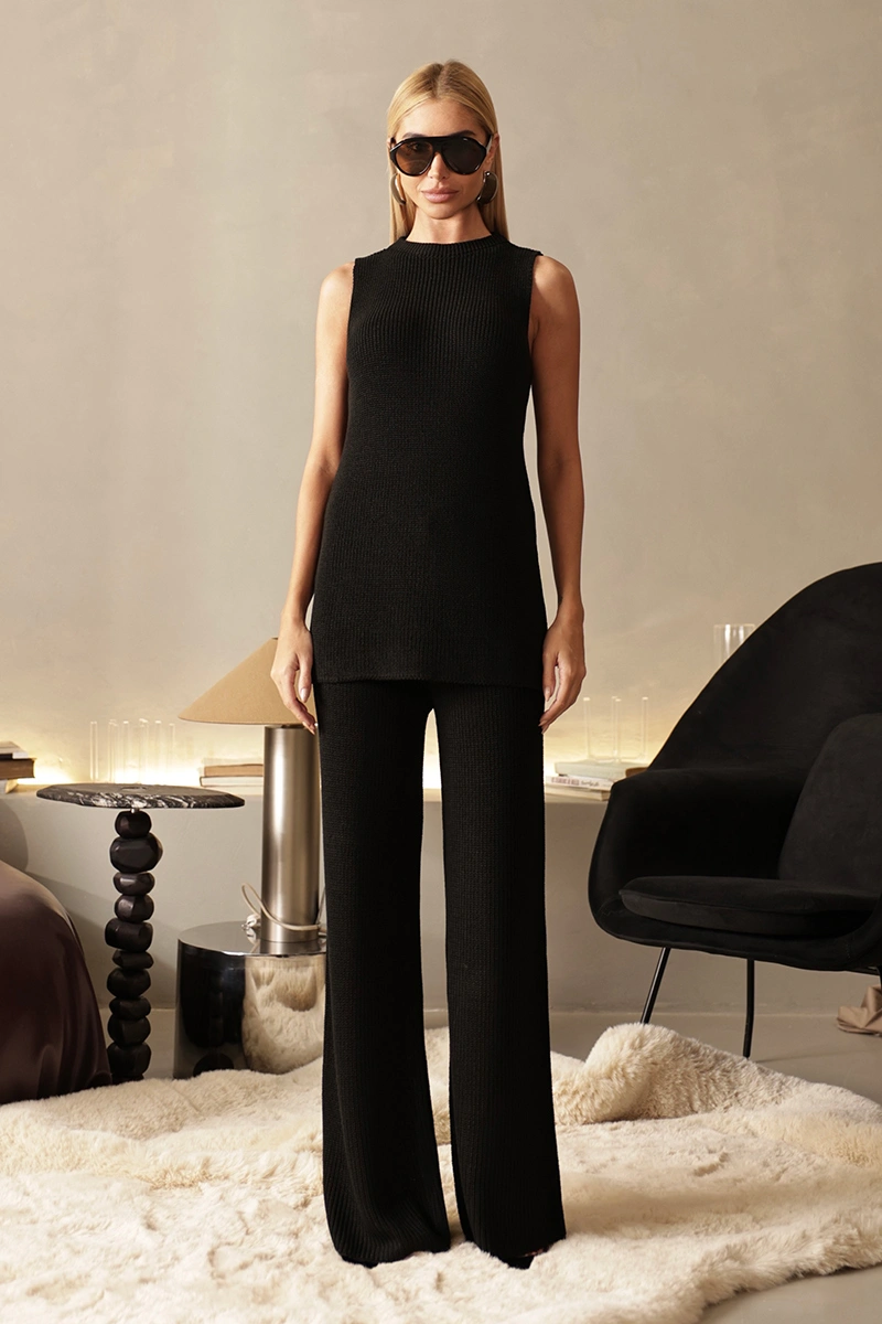 Dot Clothing - Set Dot Clothing Isabel Knit Shirt and Pants Black - T199PRETO