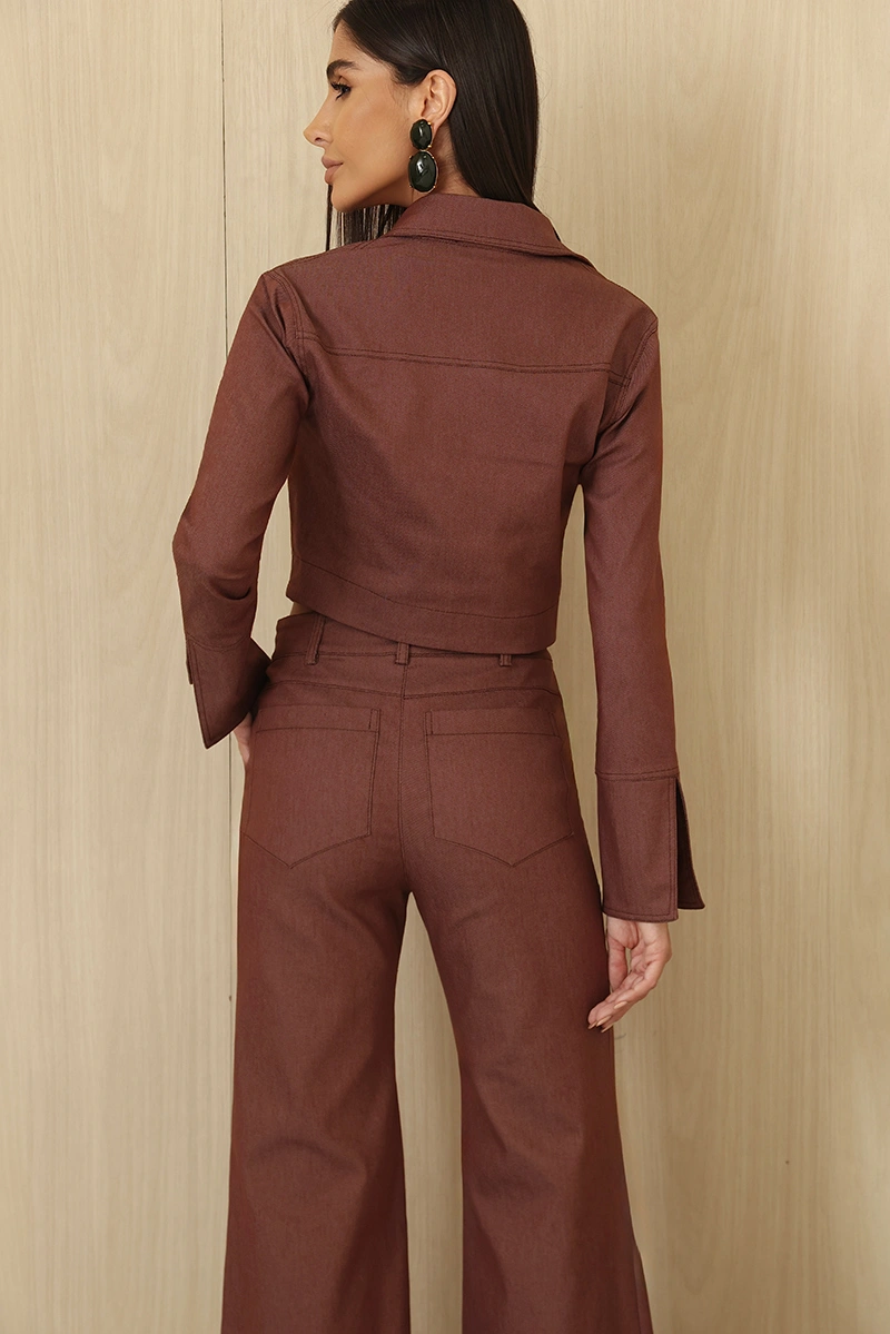 Dot Clothing - Set Dot Clothing Andreia Jacket with Pants Brown - 3005MARROM