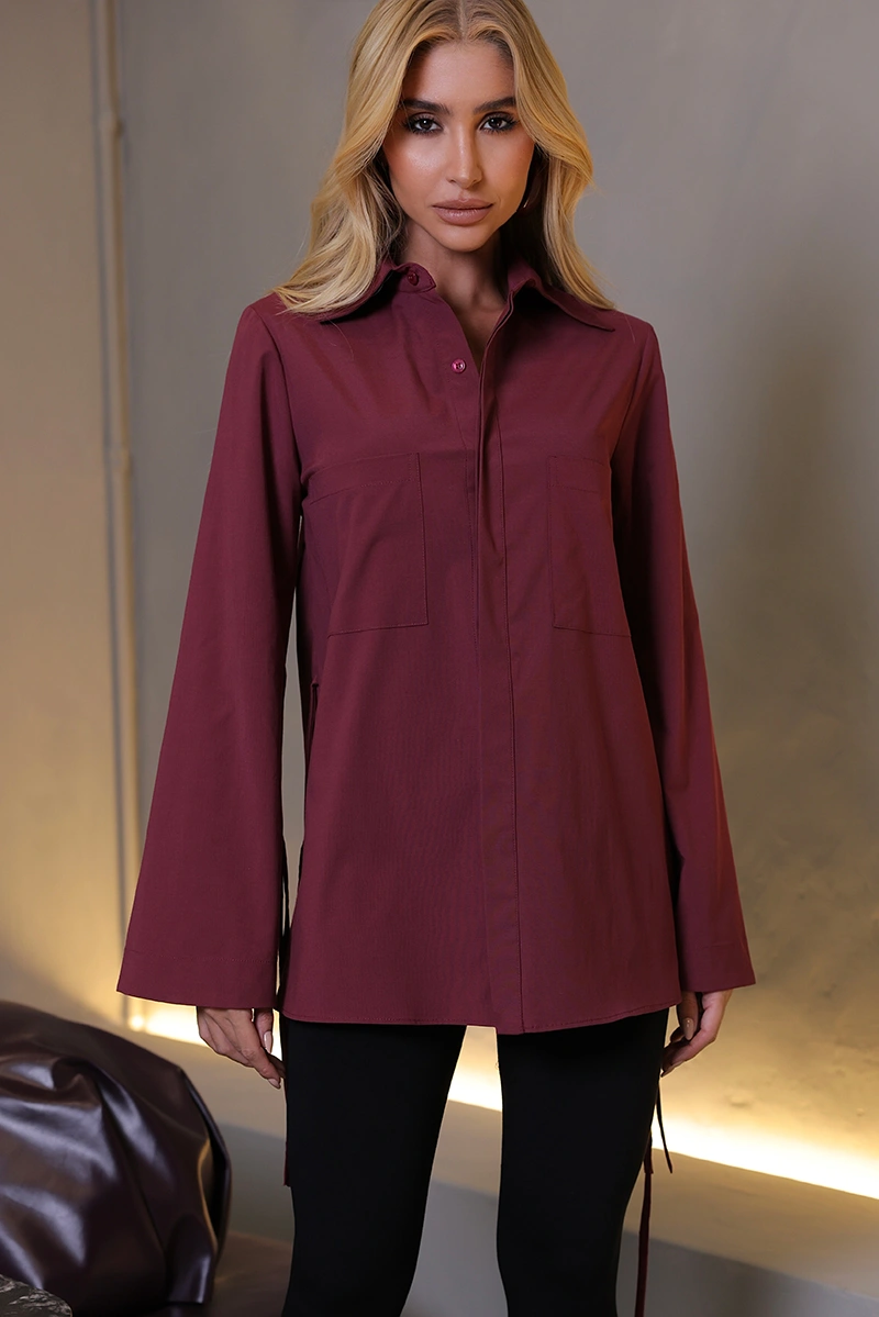 Dot Clothing - Shirt Dot Clothing Vera Long Sleeve with Straps Burgundy - 2993VERM