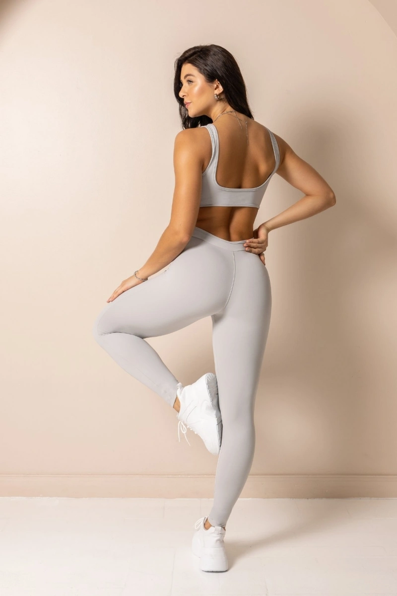 Hipkini - Macacão Fitness Club classics Cinza com Emborrachado - 33331952