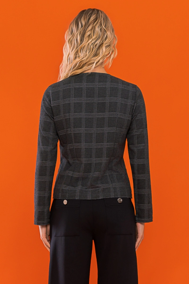 Hidrogênio - CASACO A FIO C/ LAPELA XADREZ PURGA - 20688213