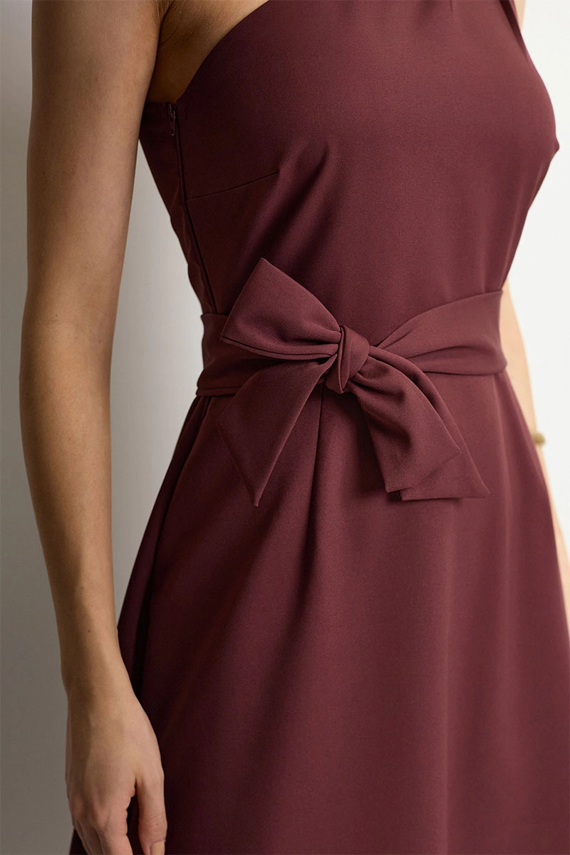 Miss Misses - Vestido Safira Midi Vinho - 54796006