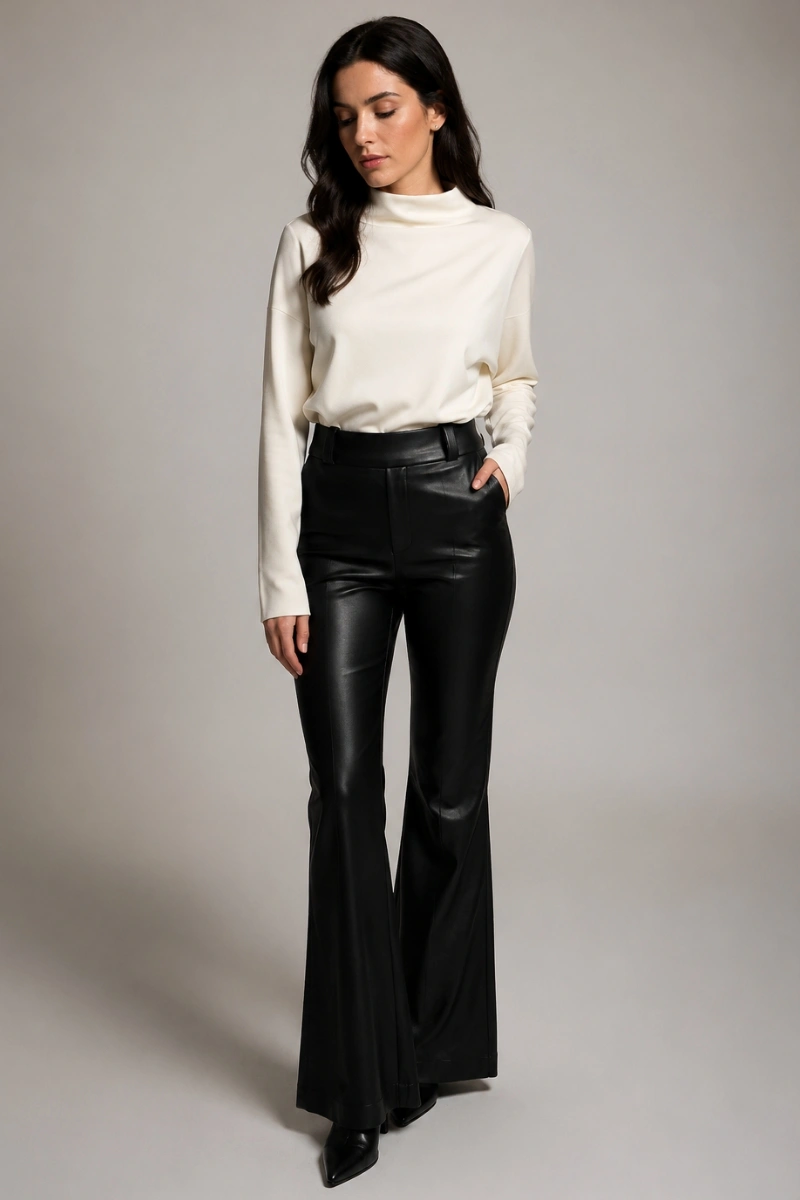 Hidrogênio - CALÇA BAILARINA C/ RECORTES PU C/ LYCRA LUCIA PRETO - 20753001