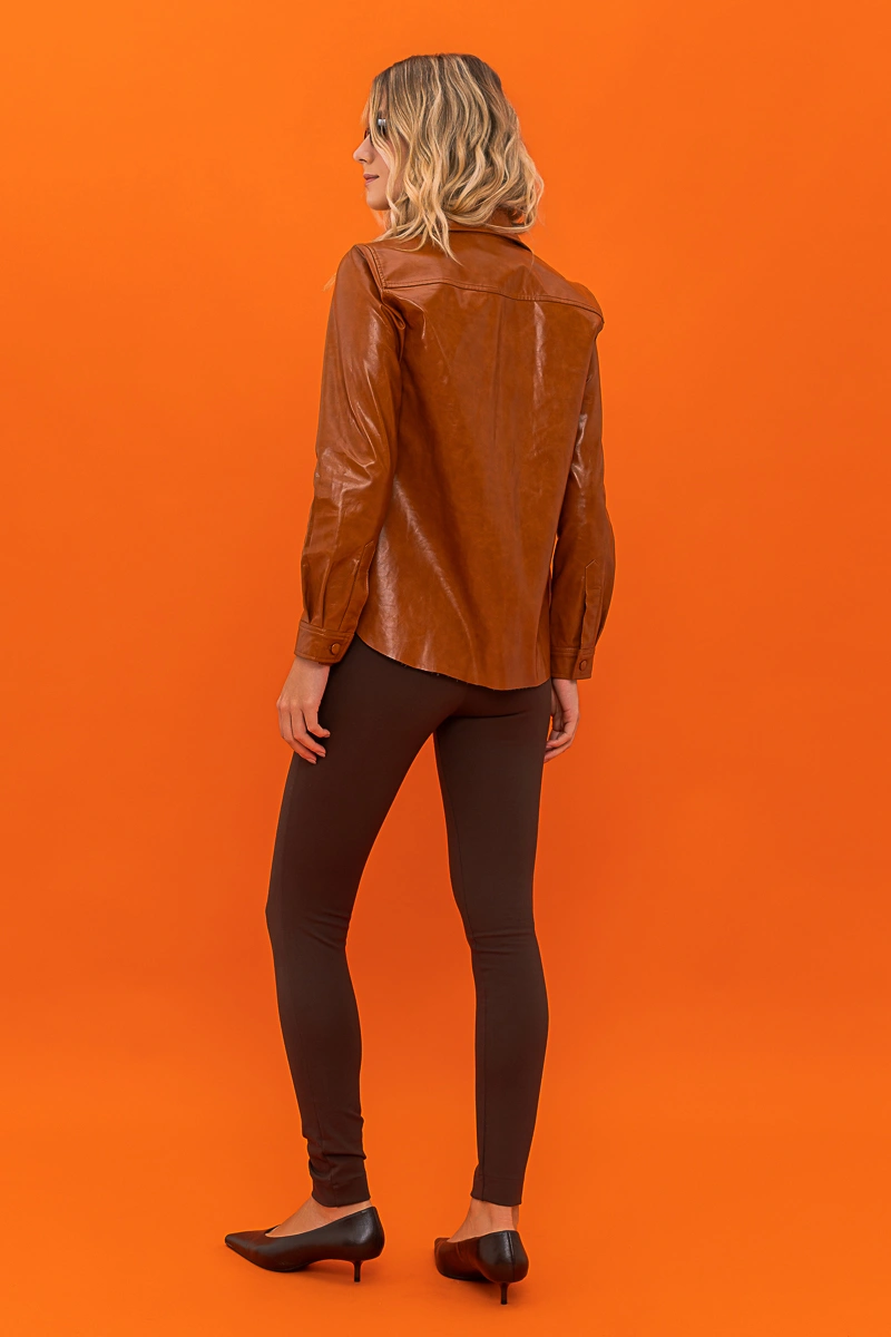 Hidrogênio - MG Long Mocha Faux Leather Shirt - 20741610