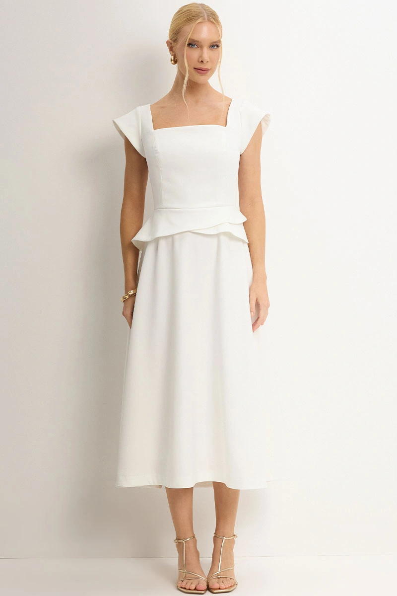 Miss Misses - Vestido Perola Midi Off White - 54781030