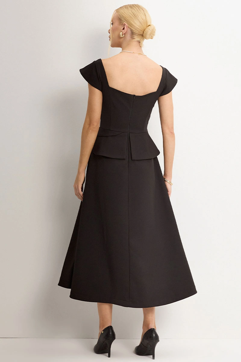 Miss Misses - Vestido Perola Midi Preto - 54781001