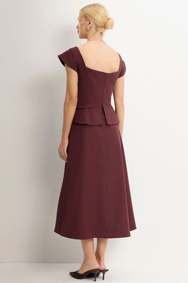 Miss Misses - Vestido Perola Midi Vinho - 54781006