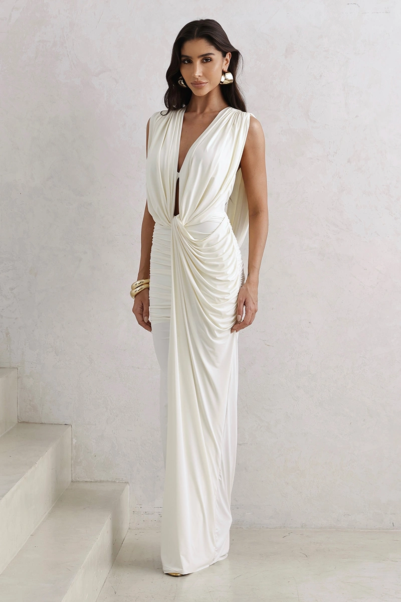 Dot Clothing - Dress Dot Clothing Jersey Draped Off white - 2791OFF