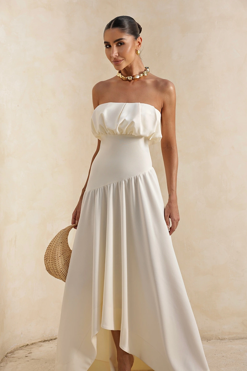 Dot Clothing - Dress Dot Clothing Vanda Longuete Asymmetrical Off White - 2936OFF