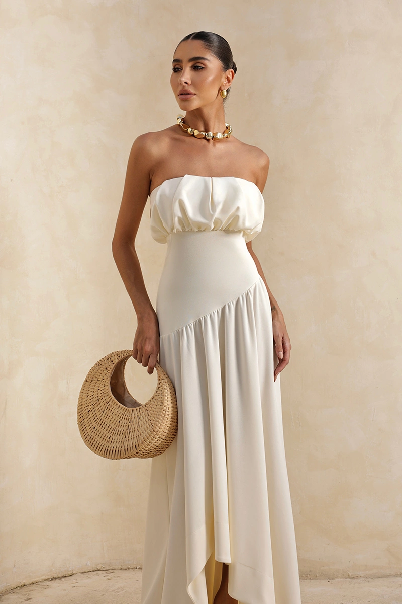 Dot Clothing - Dress Dot Clothing Vanda Longuete Asymmetrical Off White - 2936OFF