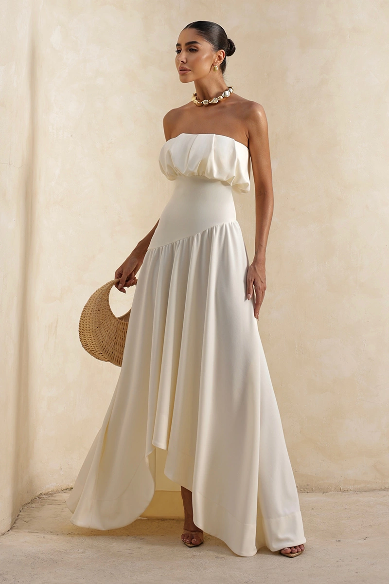 Dot Clothing - Dress Dot Clothing Vanda Longuete Asymmetrical Off White - 2936OFF