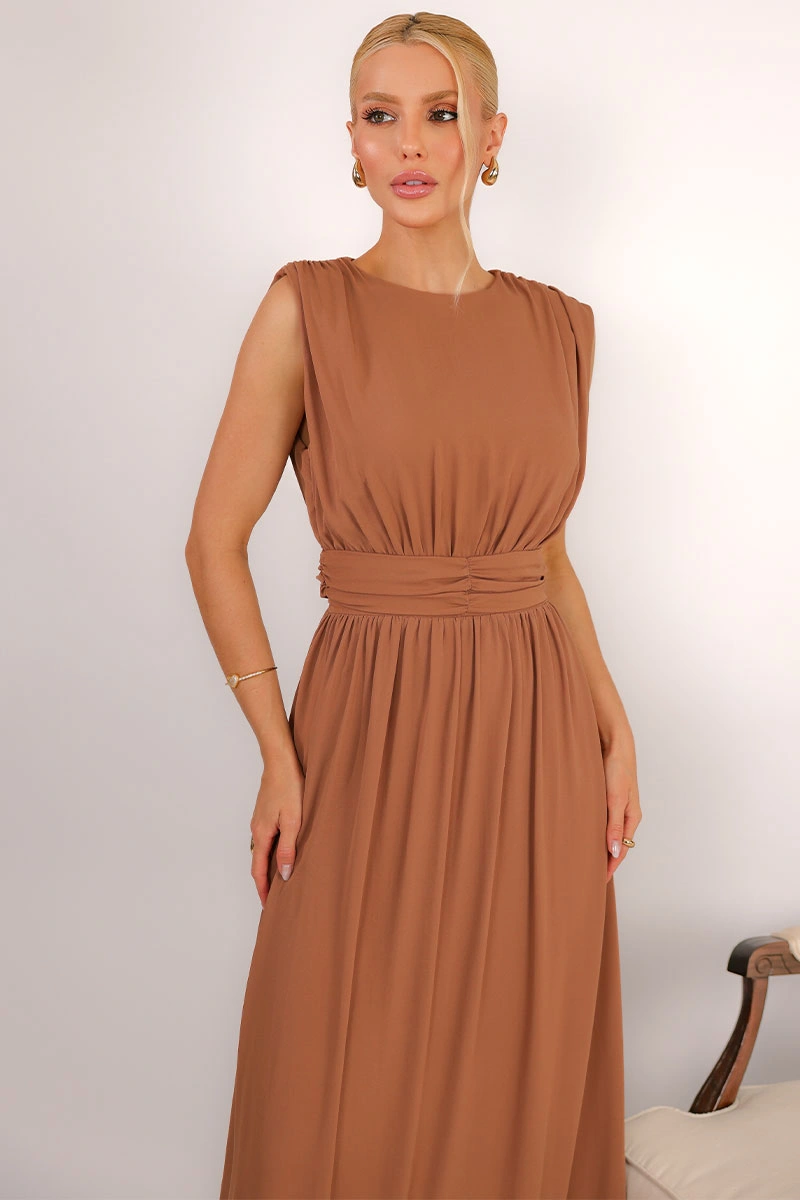 Miss Misses - Vestido Longo Esmeralda Marrom - 54783214