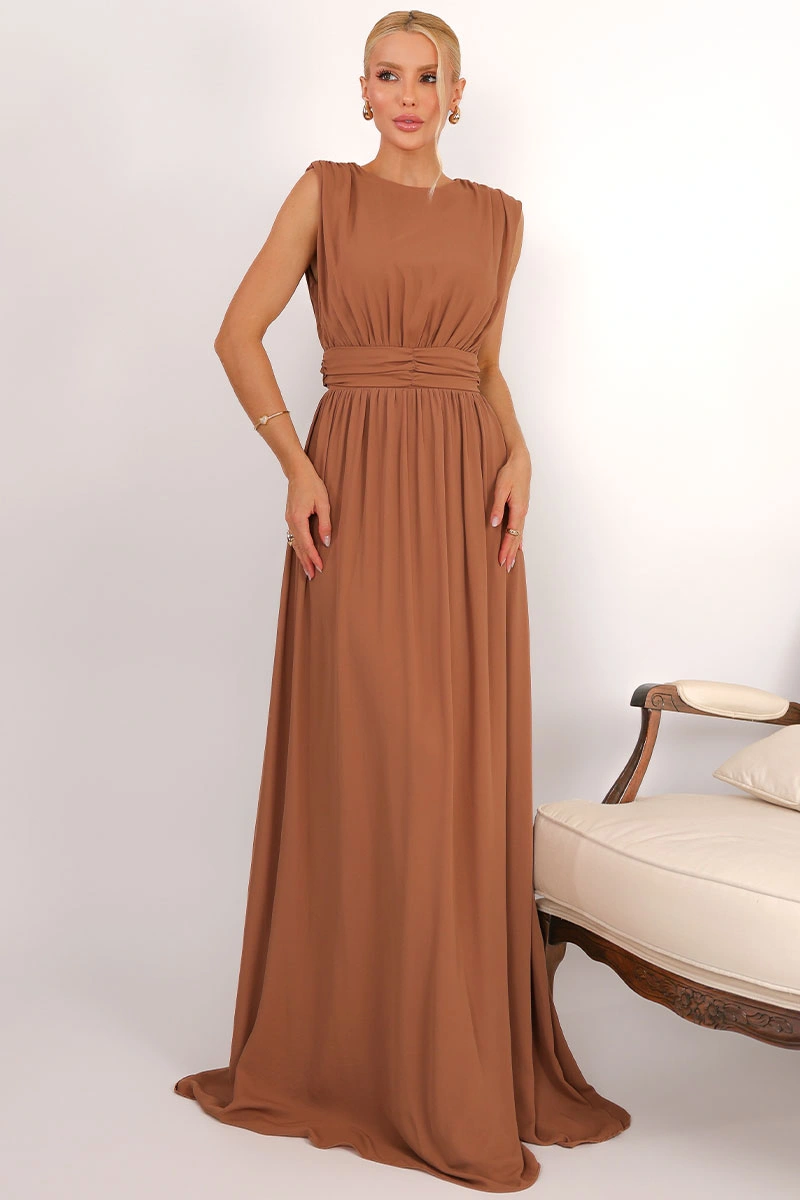 Miss Misses - Vestido Longo Esmeralda Marrom - 54783214