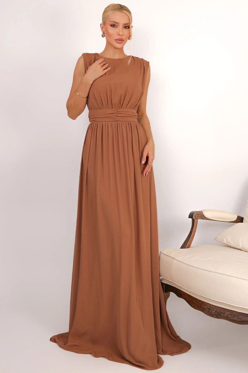 Miss Misses - Vestido Longo Esmeralda Marrom - 54783214