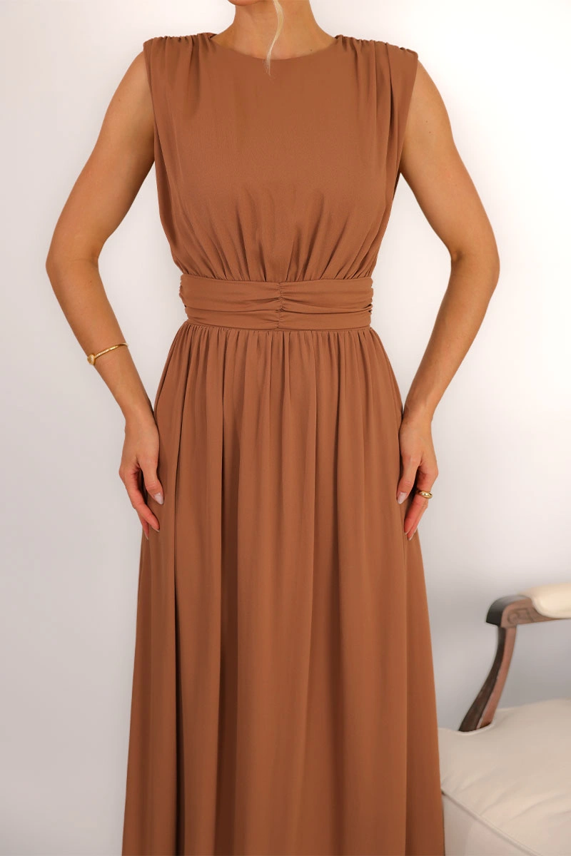Miss Misses - Vestido Longo Esmeralda Marrom - 54783214