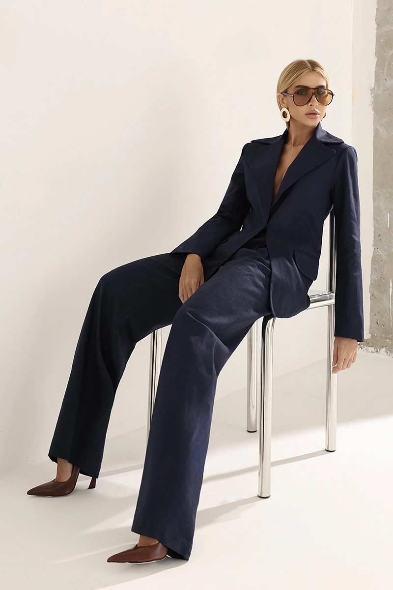 Dot Clothing - Set Dot Clothing Mariane Blazer and Pants Navy Blue - 3017AZUL