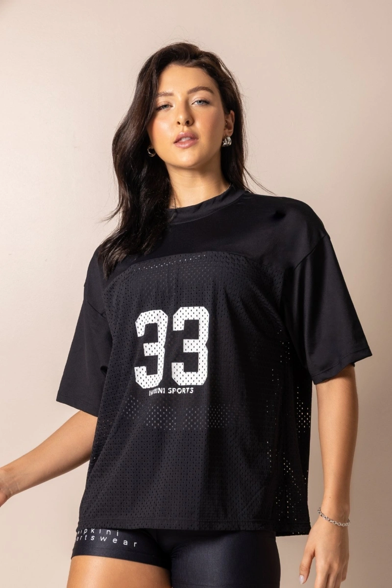 Hipkini - Camisetão Fitness Club Classic Preta com silk - 33331792