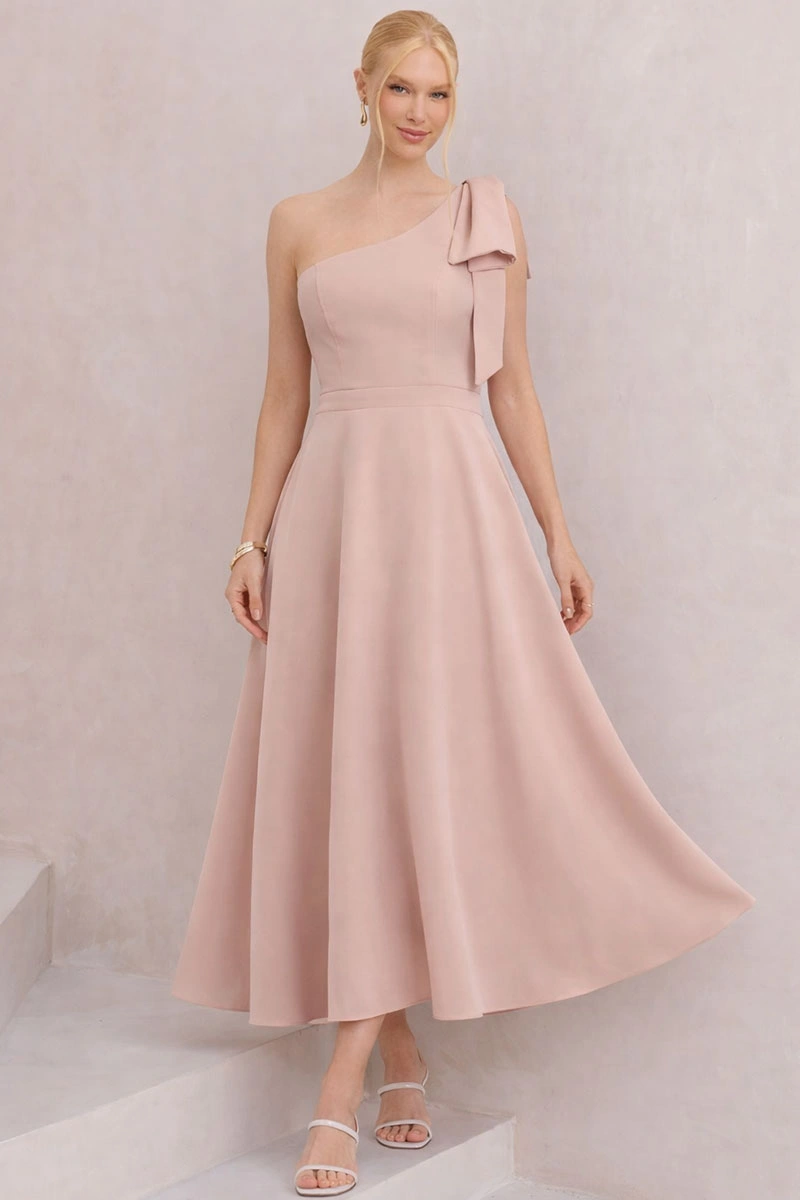 Miss Misses - Glaucia Beige Midi Dress - 54625215