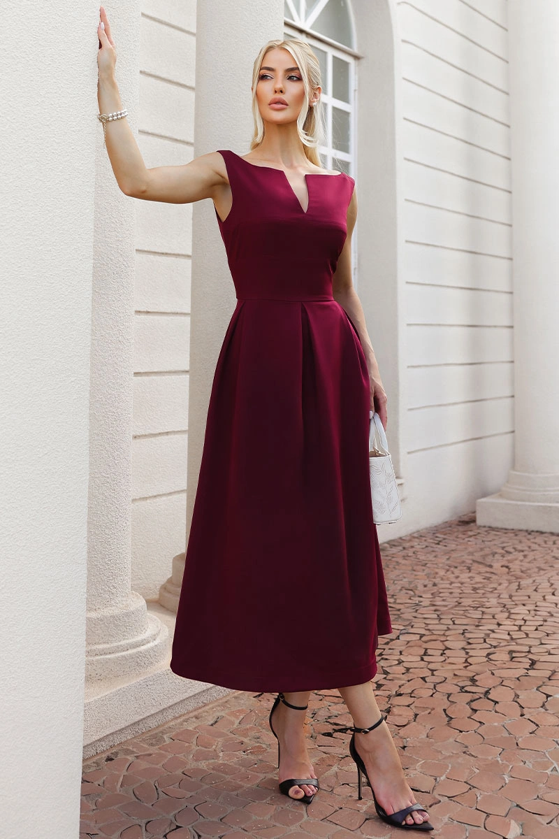 Miss Misses - Vestido Tarcila Midi Vinho - 54801006