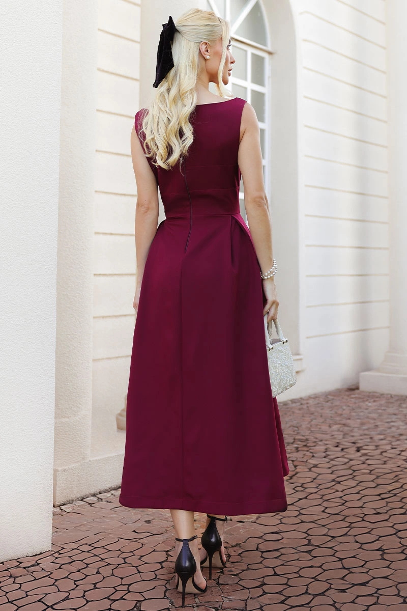 Miss Misses - Vestido Tarcila Midi Vinho - 54801006