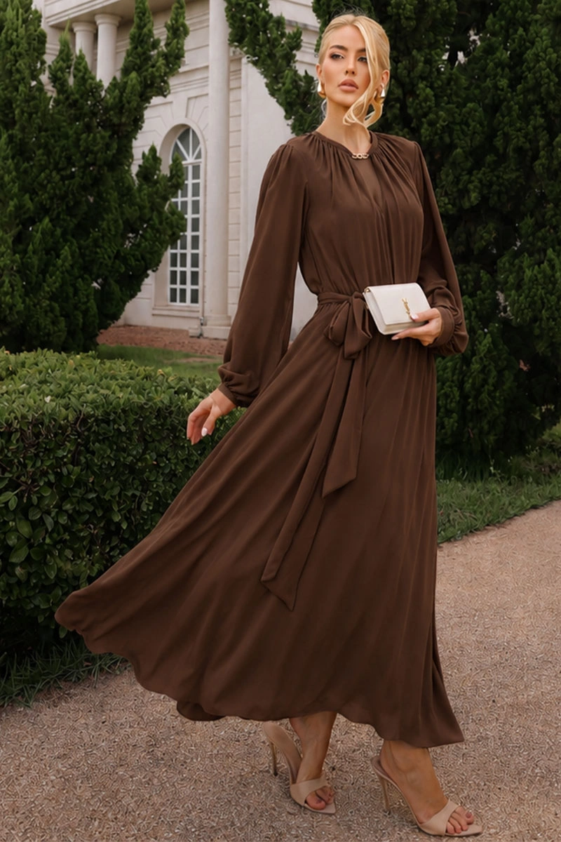 Miss Misses - Dora Long Brown Dress - 54782214