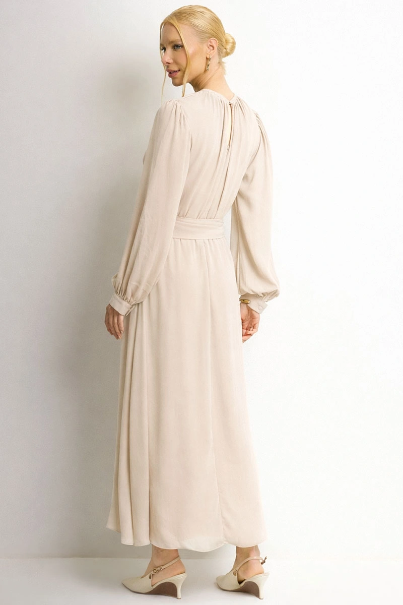 Miss Misses - Vestido Dora Longo Bege - 54782215