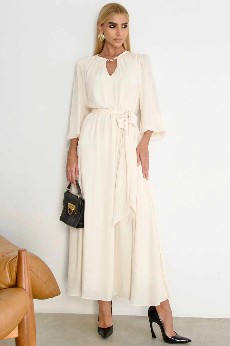 Miss Misses - Dora Long Beige Dress - 54782215