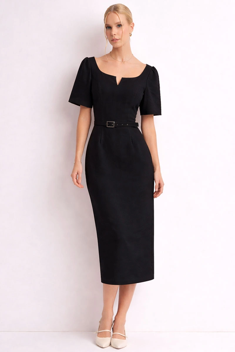 Miss Misses - Vestido Aline Midi Tubinho Preto - 54802001